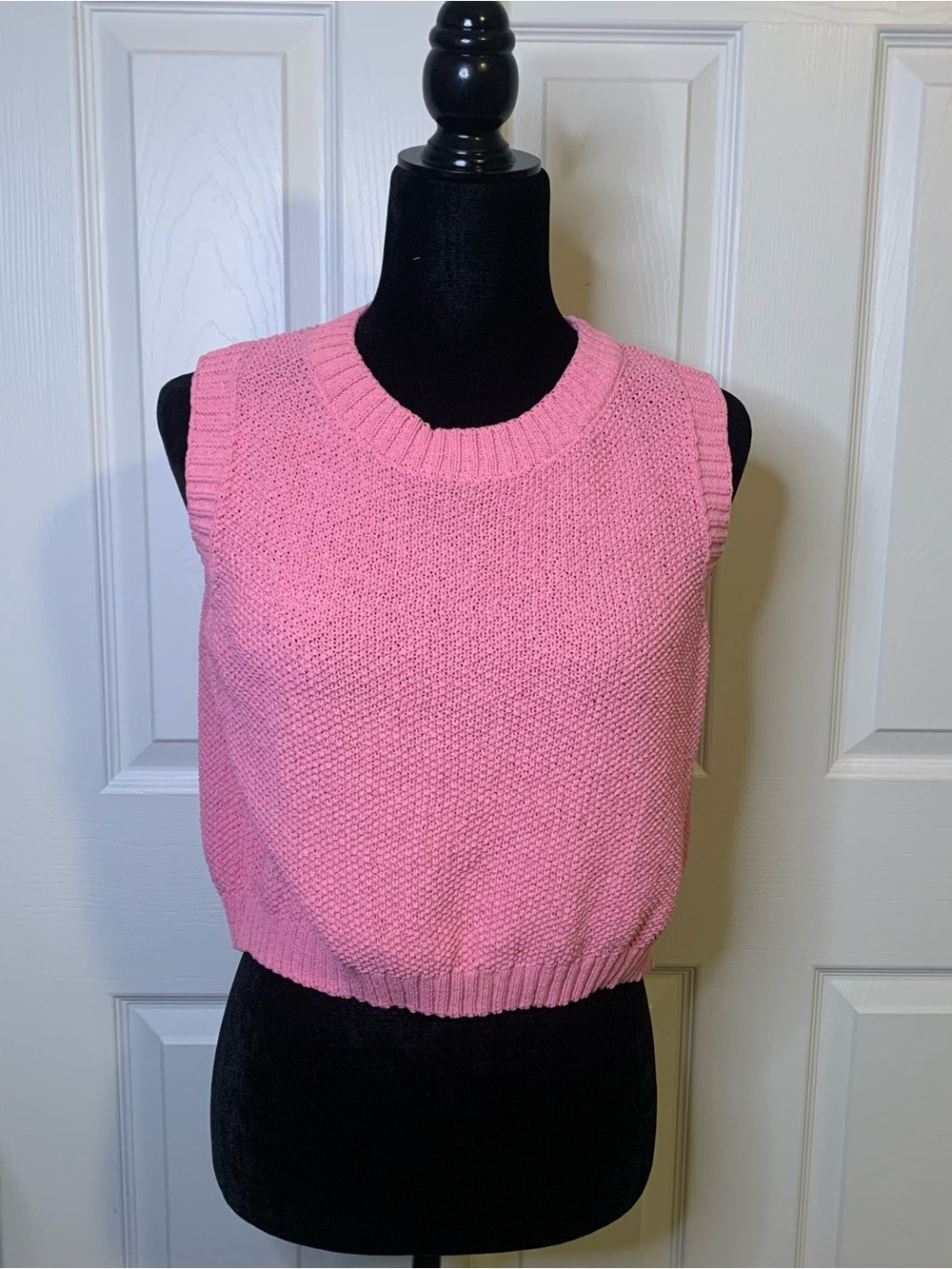 Pink Knit Sleeveless Sweater Vest